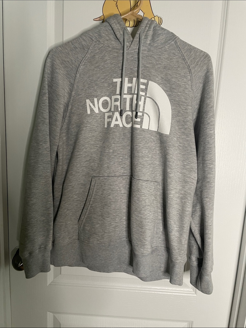 The North Face Men's Heather Gray Pullover Hoodie with White Logo
